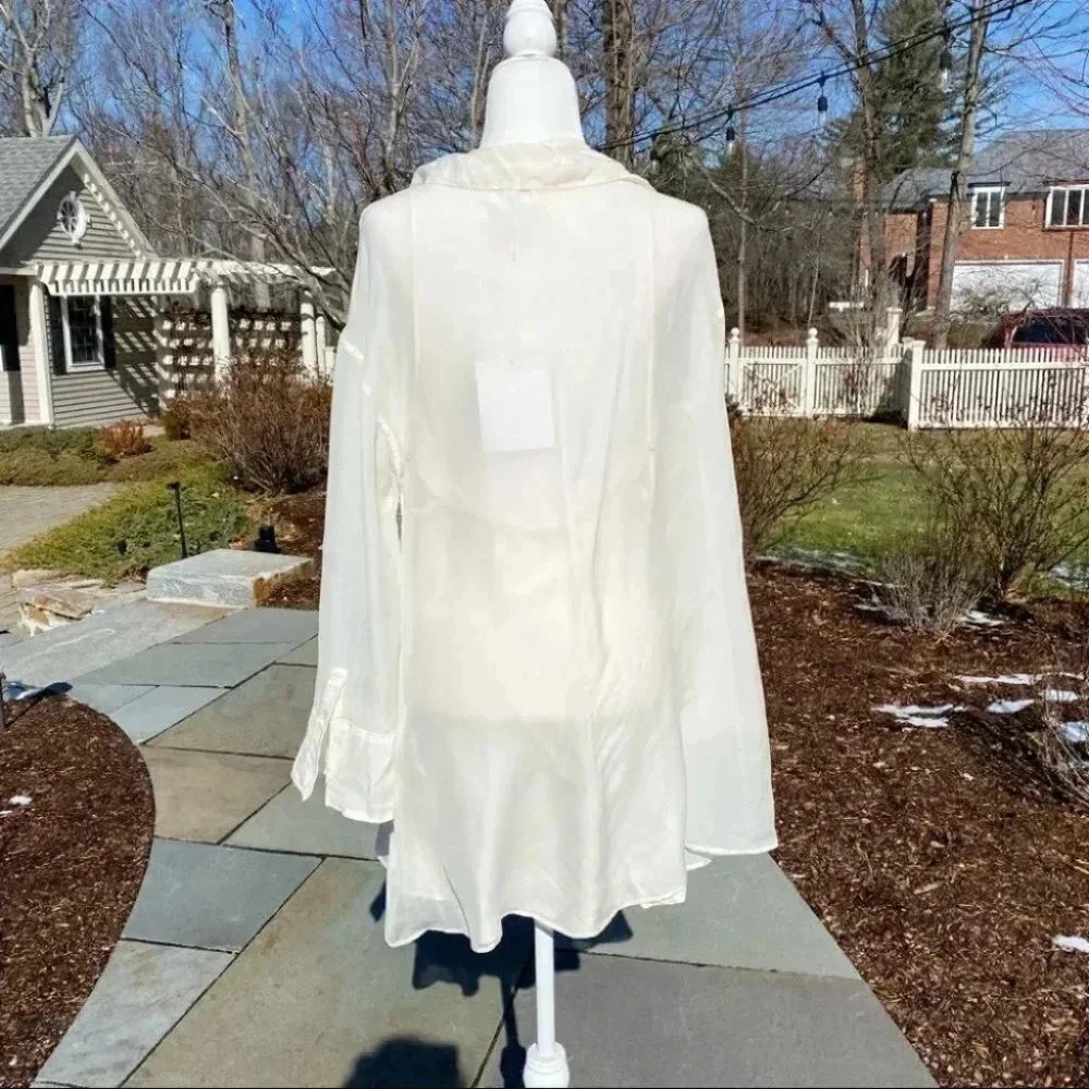 NWT Free People Renata Set 100% Silk Slip Dress Set White Large